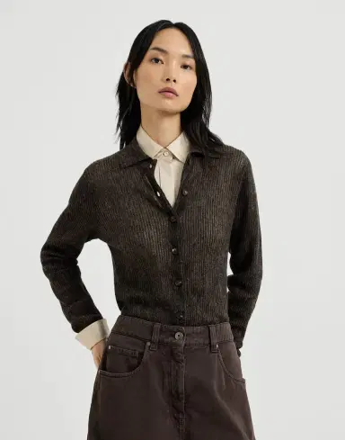 Brunello Cucinelli Sparkling silk, alpaca and wool rib knit cardigan | Thumbnail 3