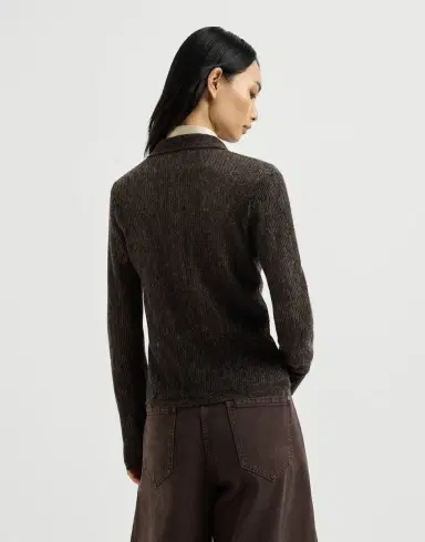 Brunello Cucinelli Sparkling silk, alpaca and wool rib knit cardigan | Thumbnail 4