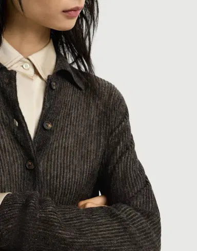 Brunello Cucinelli Sparkling silk, alpaca and wool rib knit cardigan | Thumbnail 5