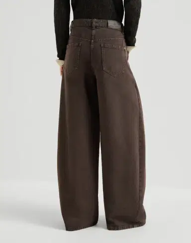 Brunello Cucinelli Dyed denim wide trousers with monili | Thumbnail 3