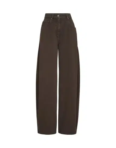 Brunello Cucinelli Dyed denim wide trousers with monili | Thumbnail 1