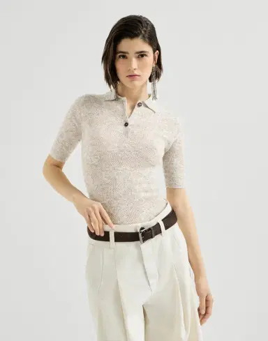 Brunello Cucinelli Flower lace knit polo | Thumbnail 3 Brunello Cucinelli Flower lace knit polo | Thumbnail 3