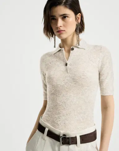 Brunello Cucinelli Flower lace knit polo | Thumbnail 6 Brunello Cucinelli Flower lace knit polo | Thumbnail 6