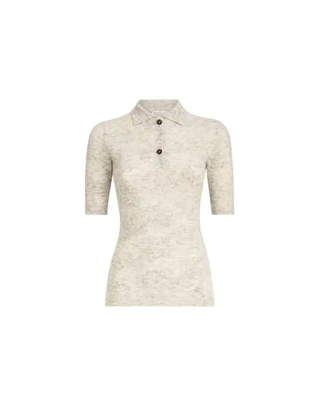 Brunello Cucinelli Flower lace knit polo