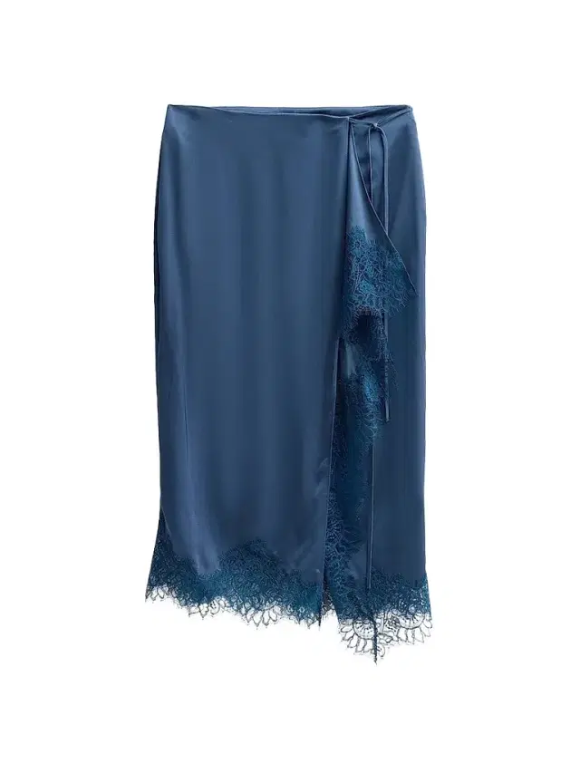 A.L.C. Women's Bree Satin Lace-Trimmed Midi Skirt - Ash Blue