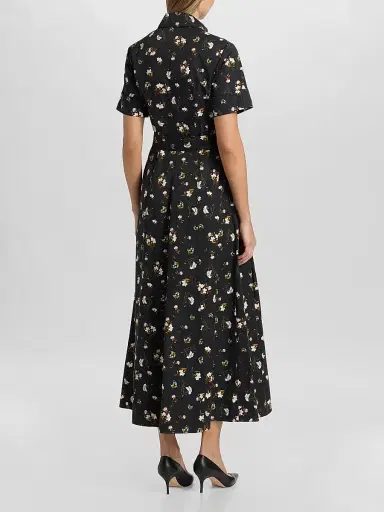 Adam Lippes Women's Leighton Floral Cotton Midi Dress - Black Floral - Size 14 | Thumbnail 5