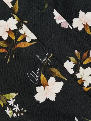 Adam Lippes Women's Leighton Floral Cotton Midi Dress - Black Floral - Size 14 | Thumbnail 7