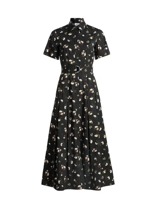 Adam Lippes Women's Leighton Floral Cotton Midi Dress - Black Floral