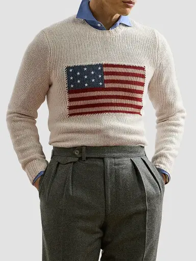 Ralph Lauren Purple Label Men's American Flag Cashmere Pullover Sweater | Thumbnail 3 Ralph Lauren Purple Label Men's American Flag Cashmere Pullover Sweater | Thumbnail 3