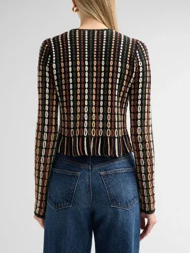 Ulla Johnson Women's Zora Float-Stitch Knit Wool-Blend Cardigan - Noctis | Thumbnail 3