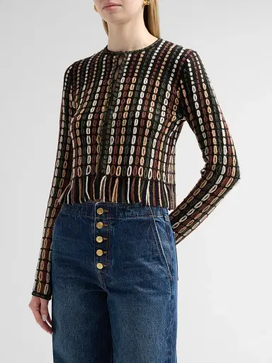 Ulla Johnson Women's Zora Float-Stitch Knit Wool-Blend Cardigan - Noctis | Thumbnail 4
