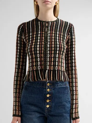 Ulla Johnson Women's Zora Float-Stitch Knit Wool-Blend Cardigan - Noctis | Thumbnail 5