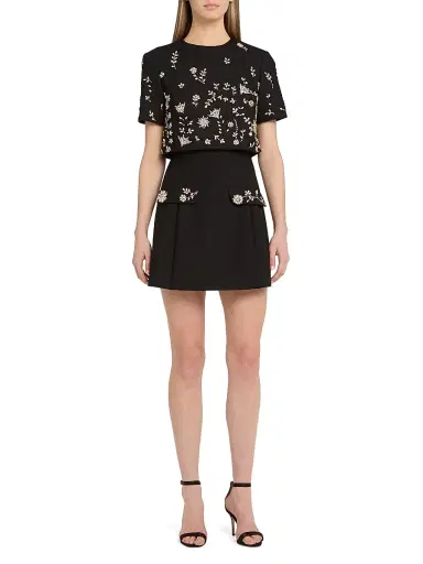 Oscar de la Renta Women's Crystal Floral-Embroidered Cocktail Minidress & Top Set - Black | Thumbnail 2