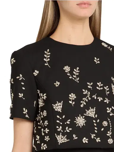 Oscar de la Renta Women's Crystal Floral-Embroidered Cocktail Minidress & Top Set - Black | Thumbnail 7