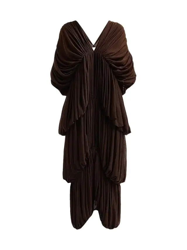 Ronny Kobo Women's Damier Tiered Draped Maxi Dress - Chocolate