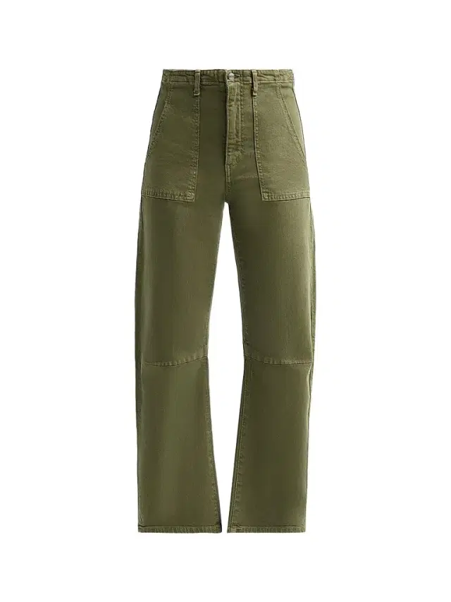 LE JEAN Women's Utility Soft Barrel Jeans - Olive Green