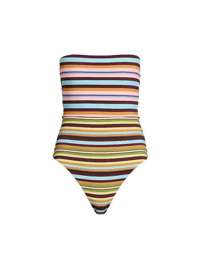Beach Riot Women's Amber Strapless One-Piece Swimsuit - Paradise Stripe
