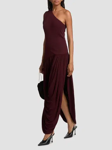 Brandon Maxwell Women's The Mila Draped One-Shoulder Maxi Dress - Merlot - Size 8 | Thumbnail 2