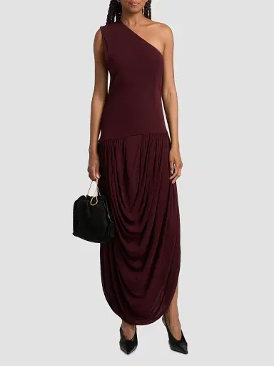 Brandon Maxwell Women's The Mila Draped One-Shoulder Maxi Dress - Merlot - Size 8 | Thumbnail 3