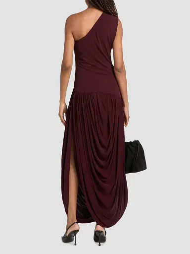 Brandon Maxwell Women's The Mila Draped One-Shoulder Maxi Dress - Merlot - Size 8 | Thumbnail 5