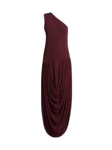Brandon Maxwell Women's The Mila Draped One-Shoulder Maxi Dress - Merlot - Size 8 | Thumbnail 1
