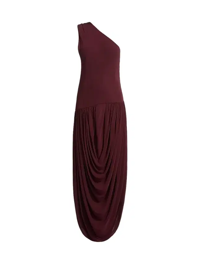 Brandon Maxwell Women's The Mila Draped One-Shoulder Maxi Dress - Merlot