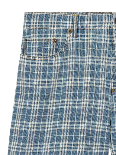 Burberry Men's Douglas Check Denim Shorts - Light Indigo Blue | Thumbnail 2 Burberry Men's Douglas Check Denim Shorts - Light Indigo Blue | Thumbnail 2
