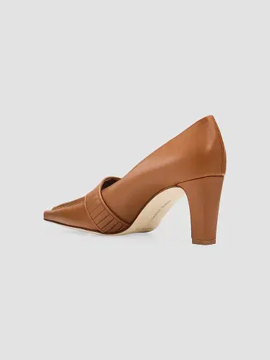 Manolo Blahnik Women's Mindita Leather Pumps - Medium Brown | Thumbnail 4 Manolo Blahnik Women's Mindita Leather Pumps - Medium Brown | Thumbnail 4