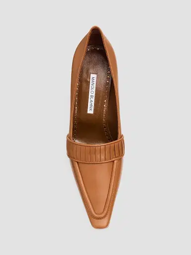 Manolo Blahnik Women's Mindita Leather Pumps - Medium Brown | Thumbnail 6 Manolo Blahnik Women's Mindita Leather Pumps - Medium Brown | Thumbnail 6