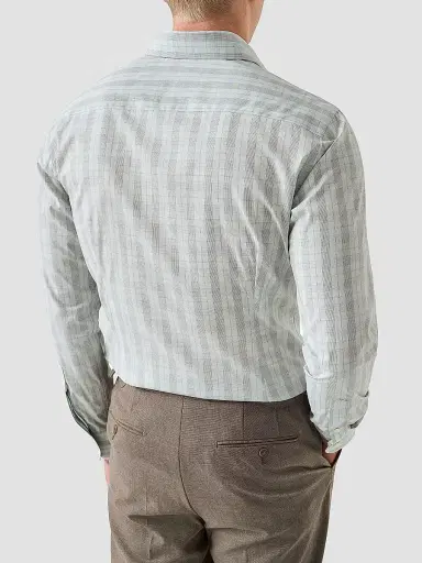 Eton Men's Plaid Cotton Poplin Contemporary-Fit Shirt - Mid Green | Thumbnail 4