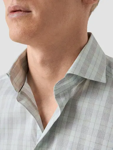 Eton Men's Plaid Cotton Poplin Contemporary-Fit Shirt - Mid Green | Thumbnail 5