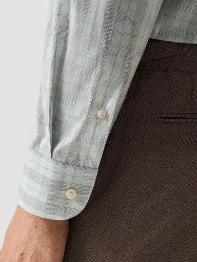 Eton Men's Plaid Cotton Poplin Contemporary-Fit Shirt - Mid Green | Thumbnail 6