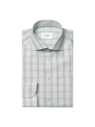 Eton Men's Plaid Cotton Poplin Contemporary-Fit Shirt - Mid Green | Thumbnail 1