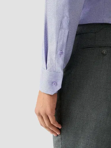 Eton Men's Contemporary Fit Textured Twill Shirt - Light Purple - Size 18 | Thumbnail 6 Eton Men's Contemporary Fit Textured Twill Shirt - Light Purple - Size 18 | Thumbnail 6