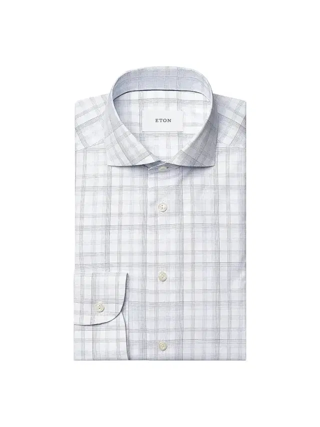Men's Plaid Cotton Poplin Contemporary-Fit Shirt - Light Blue