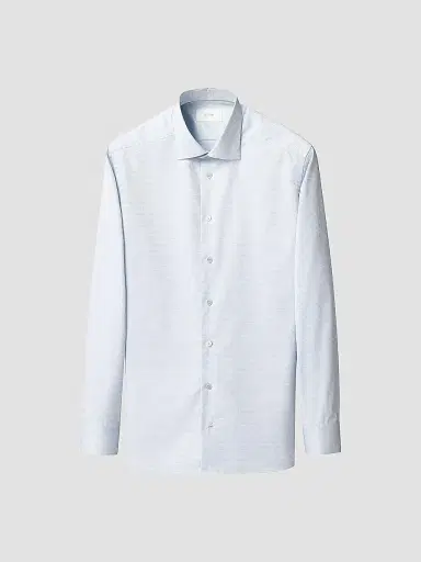 Eton Men's Elevated Textured Cotton Slim-Fit Shirt - Light Blue - Size 17.5 | Thumbnail 2