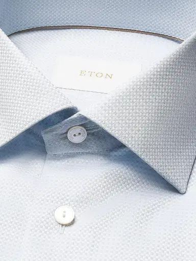 Eton Men's Elevated Textured Cotton Slim-Fit Shirt - Light Blue - Size 17.5 | Thumbnail 3