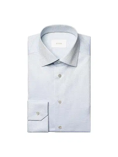 Eton Men's Elevated Textured Cotton Slim-Fit Shirt - Light Blue - Size 17.5 | Thumbnail 1