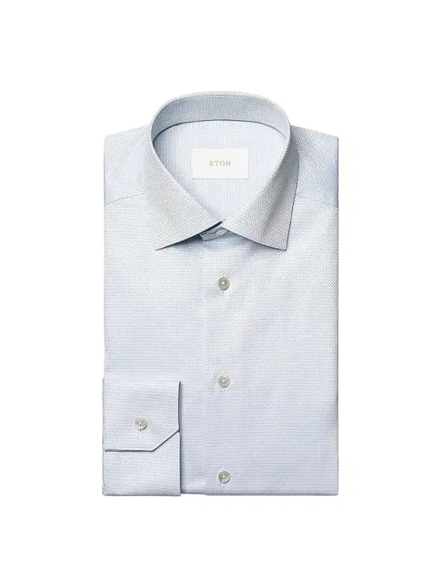 Men's Elevated Textured Cotton Slim-Fit Shirt - Light Blue - Size 17.5 Men's Elevated Textured Cotton Slim-Fit Shirt - Light Blue - Size 17.5