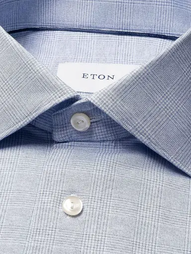 Eton Men's Check Stretch-Cotton Slim-Fit Shirt - Light Blue | Thumbnail 2
