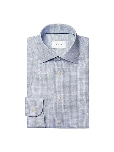 Eton Men's Check Stretch-Cotton Slim-Fit Shirt - Light Blue | Thumbnail 1