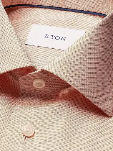 Eton Men's Solid Cotton Slim-Fit Oxford Shirt - Orange | Thumbnail 3
