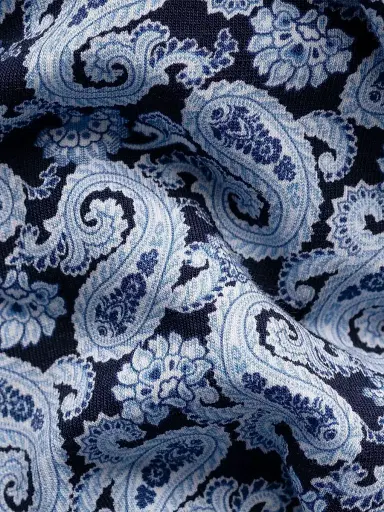 Eton Men's Paisley Stretch-Cotton Slim-Fit Shirt - Navy Blue - Size 17.5 | Thumbnail 3