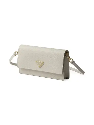 Prada Women's Saffiano Leather Mini Pouch - Grey Gold | Thumbnail 2