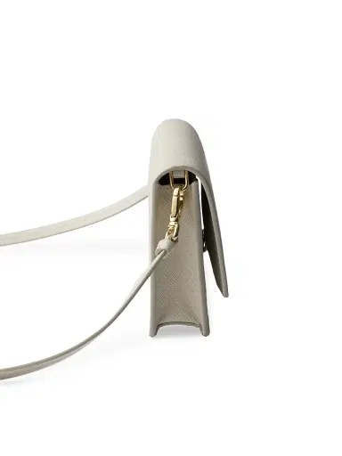Prada Women's Saffiano Leather Mini Pouch - Grey Gold | Thumbnail 4
