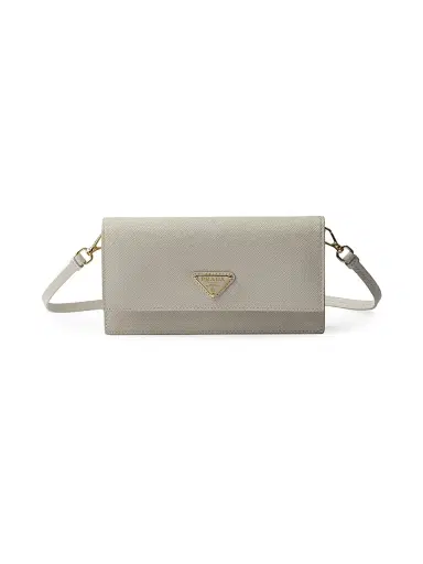 Prada Women's Saffiano Leather Mini Pouch - Grey Gold | Thumbnail 1