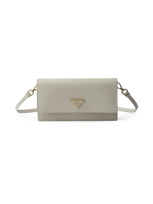 Prada Women's Saffiano Leather Mini Pouch - Grey Gold