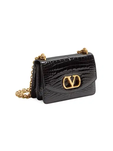 Valentino Garavani Women's Vain Shoulder Bag in Crocodile Leather - Black | Thumbnail 3 Valentino Garavani Women's Vain Shoulder Bag in Crocodile Leather - Black | Thumbnail 3