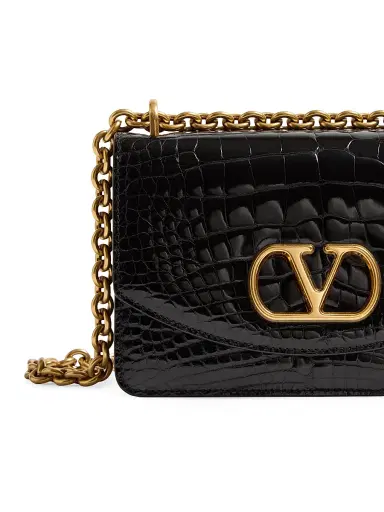 Valentino Garavani Women's Vain Shoulder Bag in Crocodile Leather - Black | Thumbnail 6 Valentino Garavani Women's Vain Shoulder Bag in Crocodile Leather - Black | Thumbnail 6