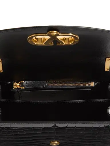 Valentino Garavani Women's Vain Shoulder Bag in Crocodile Leather - Black | Thumbnail 7 Valentino Garavani Women's Vain Shoulder Bag in Crocodile Leather - Black | Thumbnail 7